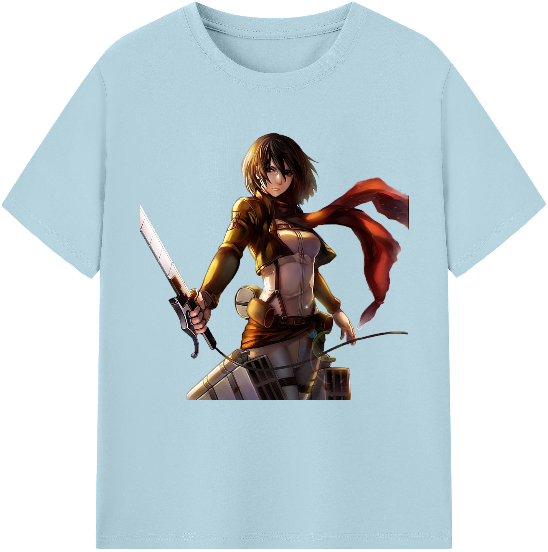 （画像用） 進撃の巨人 ミカサ·アッカーマン Attack on Titan Mikasa Ackerman 綿100％半袖Tシャツ（フロントプリント）